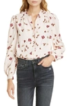 JOIE MYELLA FLORAL LONG SLEEVE CREPE SHIRT,19-3-005890-TP03249