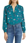 JOIE MYELLA FLORAL LONG SLEEVE CREPE SHIRT,19-3-005890-TP03249
