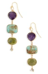 Gas Bijoux Linear Drop Earrings In Turquoise