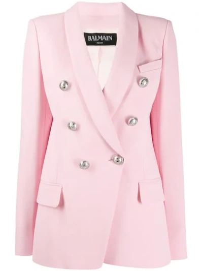 Balmain Button Embellishment Blazer In Pink