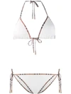 Burberry Check-trimmed Two-piece Bikini Set, White In White
