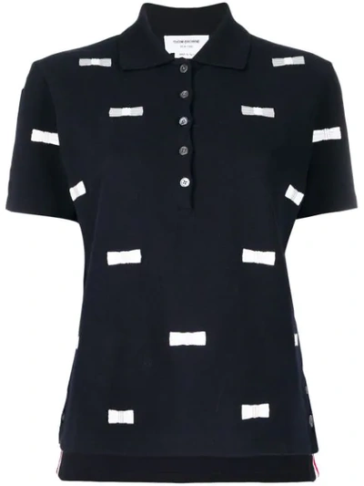 Thom Browne Bow Embroidery Polo In Blue