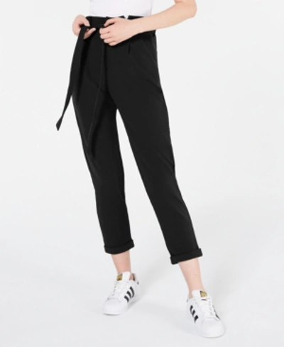 Almost Famous Juniors' Solid Paperbag Pants In Black