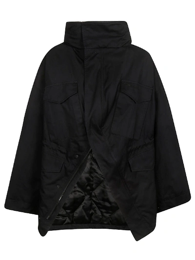 Balenciaga Funnel Neck Cape In Black