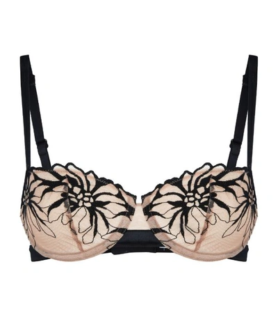 Chantelle Shadows Floral Lace Half-cup Bra In Black/nude