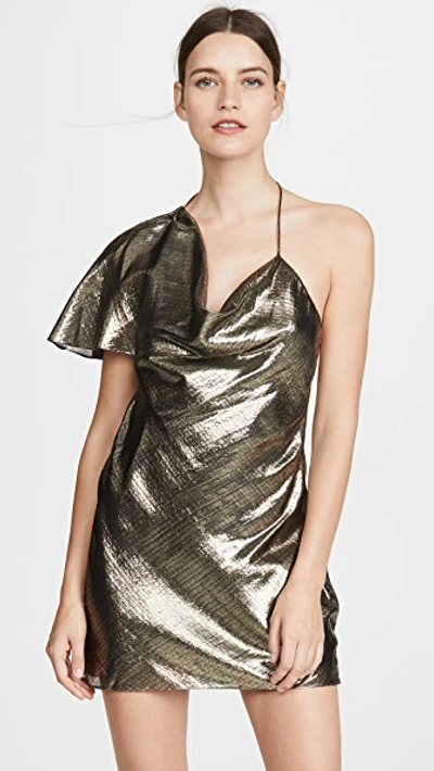 Cushnie Single Sleeve Mini Dress In Gold