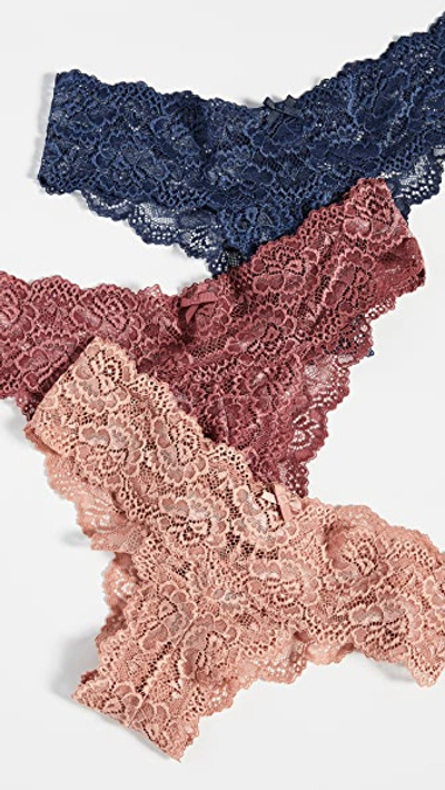 Skarlett Blue Goddess 3-pack Hipster Bikinis In Rosebud/navy Ink/gleam