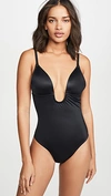 Spanx Suit Your Fancy Plunge Low-back Thong Bodysuit In Very Black