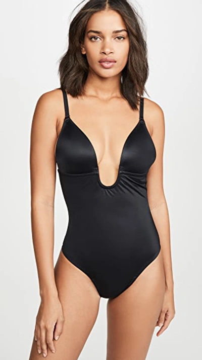 Spanx Suit Your Fancy Plunge Low-back Thong Bodysuit In Schwarz