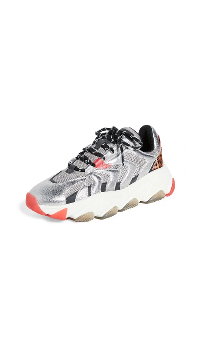Ash Addict Extreme Calf Hair-trimmed Chunky Sneakers In Silver Multi