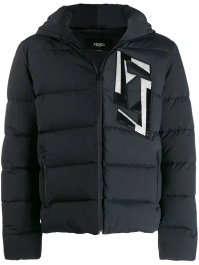 Fendi Ff Appliqué Padded Jacket In Grey