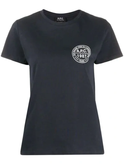 Apc Logo-roundel Cotton-jersey T-shirt In Dark Navy
