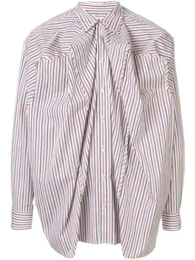 Y/project Ruched Striped Shirt In White