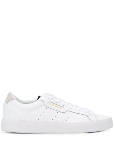 Adidas Originals Sleek Super Suede-trimmed Leather Sneakers In White