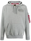 Alpha Industries Hooded Logo Sweatshirt In Grey