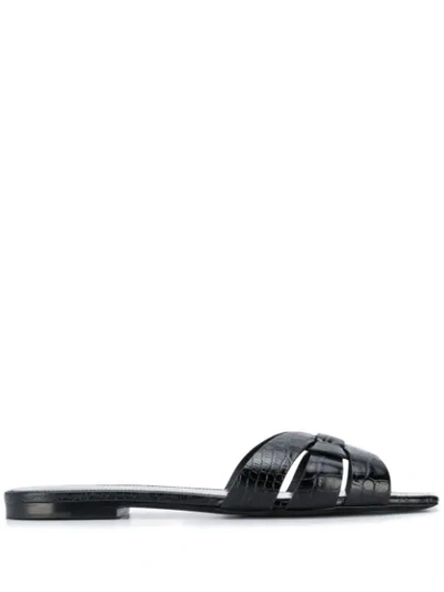 Saint Laurent Tribute Mules In Smooth Leather Shoes In Nero