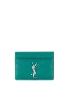 Saint Laurent Monogram Plaque Cardholder In Green