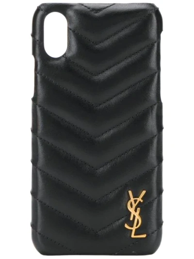 Saint Laurent Matelassé Leather Iphone Xs Case In Black