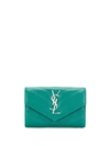 Saint Laurent Monogram Plaque Wallet - Green