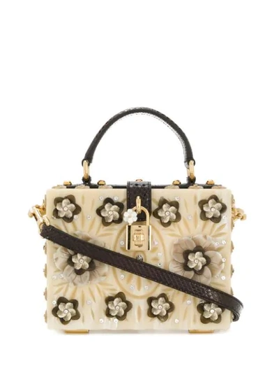 Dolce & Gabbana Floral Embellished Dolce Box Bag In Nude