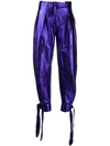 ATTICO ATTICO HIGH WAISTED METALLIC TROUSERS - 紫色