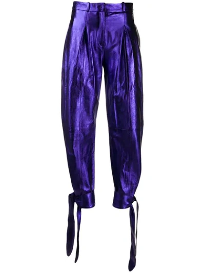 Attico High Waisted Metallic Trousers - 紫色 In 012 Viola