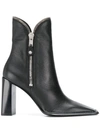 Alexander Wang Lane Block-heel Leather Zip Booties, Black