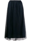RED VALENTINO POINT D'ESPRIT PLEATED SKIRT