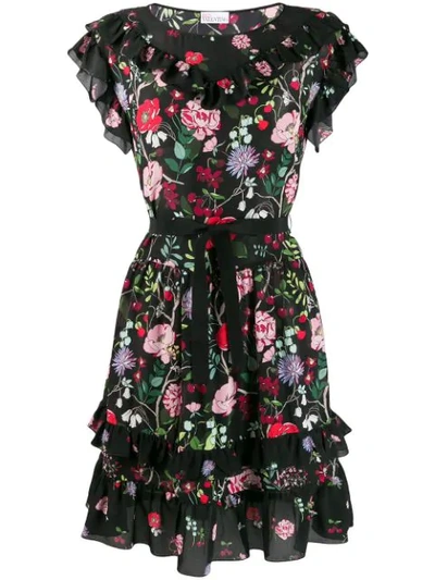 Red Valentino Ruffle Floral Sleeveless Dress - 蓝色 In Blue