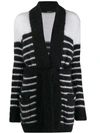 BALMAIN STRIPED BELTED CARDI-COAT