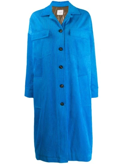 Alysi Padded Corduroy Coat In Blue