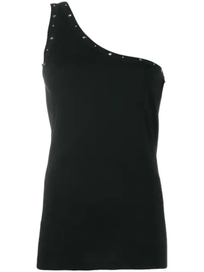 Saint Laurent Studded Cotton-jersey Top In Black