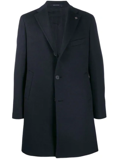 Tagliatore Straight Fit Tailored Coat In Blue