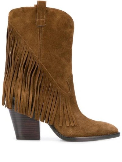 Ash Elison Fringed Boots In Brown