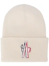 MONCLER embroidered logo beanie hat