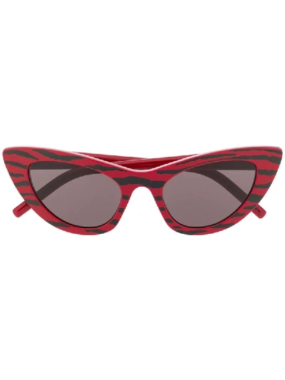 Saint Laurent Eyewear Cat Eye Printed Sunglasses - Red