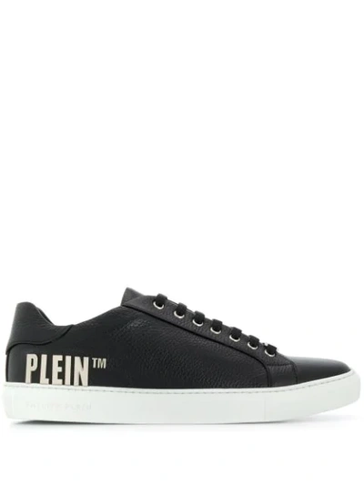 Philipp Plein Logo-detail Low-top Leather Trainers In Black