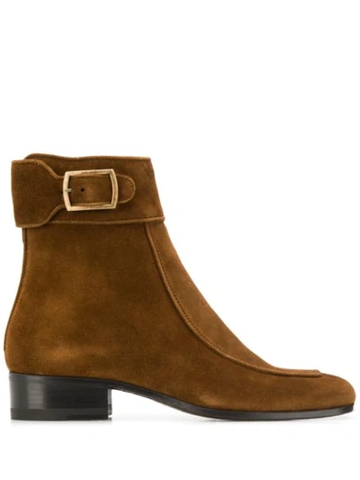 Saint Laurent Miles Ankle Boots In Brown
