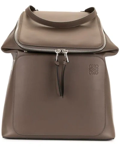 Loewe Logo Embossed Backpack In Brown