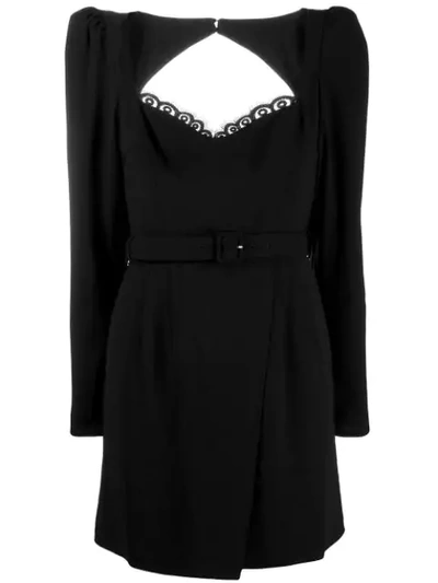 Self-portrait Belted Mini Dress In Black