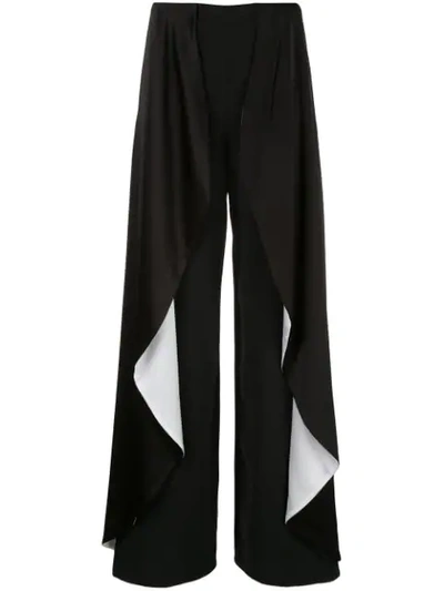 Alice And Olivia Laia Cascading Panel Wide-leg Trousers In Black