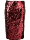 ALICE AND OLIVIA ALICE+OLIVIA RAMOS SEQUINNED PENCIL SKIRT - 红色