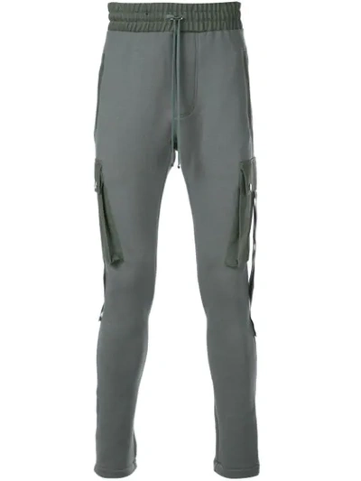 Amiri Slim-fit Tapered Cotton-jersey Cargo Sweatpants In Milgreen