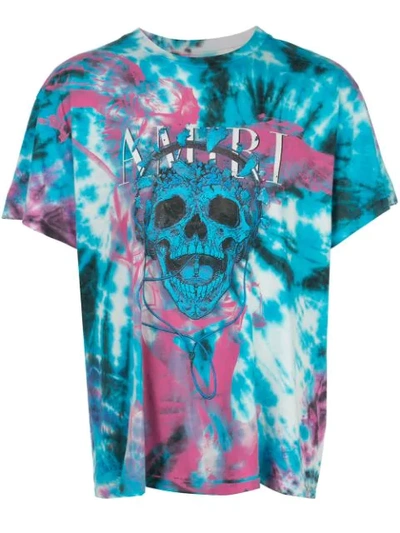 Amiri Skull Print Tie-dye T-shirt - 蓝色 In Multicolor