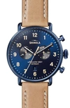 SHINOLA THE CANFIELD CHRONO LEATHER STRAP WATCH, 43MM,S0120161933