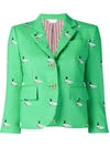 THOM BROWNE DUCK EMBROIDERED GREEN SPORT COAT