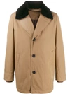 FERRAGAMO SALVATORE FERRAGAMO SHEARLING COLLAR PEACOAT - 大地色