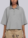 THOM BROWNE THOM BROWNE PIQUÉ COTTON OVERSIZED POCKET POLO,FJP024A0005013420331