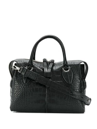 Tod's Medium Bauletto Croc Bag - 黑色 In Black