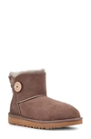 Ugg Mini Bailey Button Ii Genuine Shearling Boot In Mole Suede